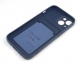 Чехол накладка силиконовый CTI для Apple iPhone 13 (6.1) с защитой объектива камеры и карманом для карт (темно-синий) 