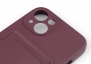 Чехол накладка силиконовый CTI для Apple iPhone 13 (6.1) с защитой объектива камеры и карманом для карт (бордовый) цена